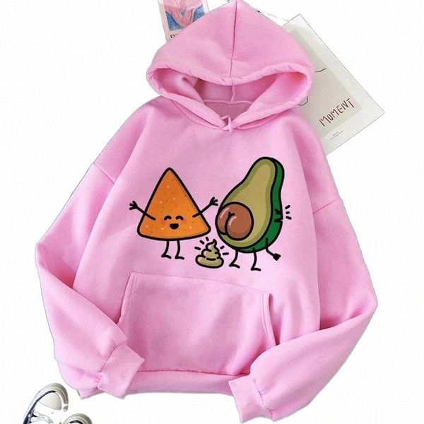 women's hoodies & sweatshirts kawaii avocado small fresh harajuku hoodie women autumn winter ullzang 90s cute sweatshirt fashion korean, Black