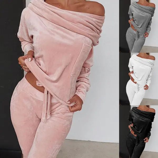 women's set two piece pants solid color plus size 4xl 5xlfashion casual suit one-shoulder bow knot slim fit home suit, White
women's set two piece pants solid color plus size 4xl 5xlfashion casual suit one-shoulder bow knot slim fit home suit, White