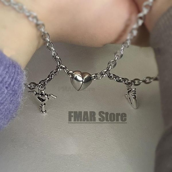 2pcs set magnet strands couple bracelets heart attraction bracelet stainless steel charm jewelry gifts magnetic love dropship, Black 
2pcs set magnet strands couple bracelets heart attraction bracelet stainless steel charm jewelry gifts magnetic love dropship, Black