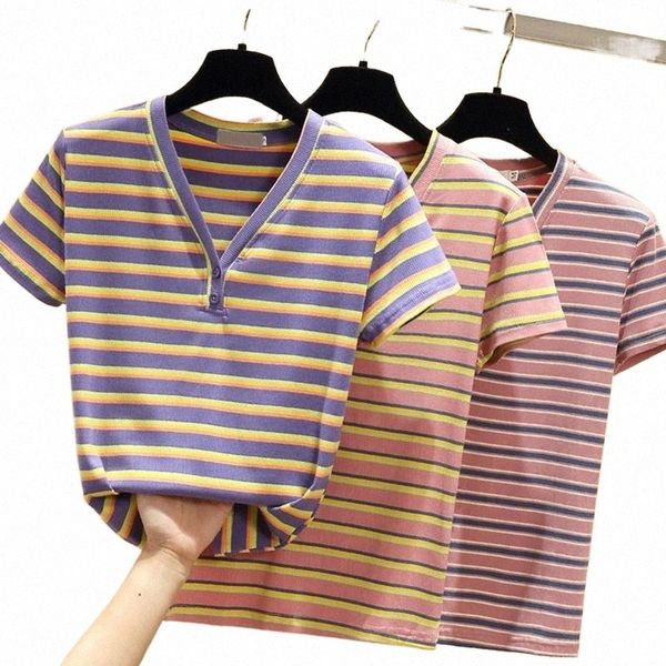 women's t-shirt ljsxls cotton womens casual striped tshirt women slim short sleeve femme color contrast v-neck tee shirt female 2021 21, White
women's t-shirt ljsxls cotton womens casual striped tshirt women slim short sleeve femme color contrast v-neck tee shirt female 2021 21, White