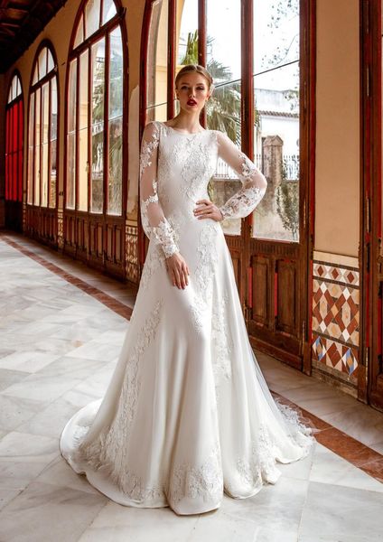 classic a-line wedding dresses lace satin long sleeves high neck backless appliques sequins beads plus size lace 3d ruffles bridal gowns tra, White
classic a-line wedding dresses lace satin long sleeves high neck backless appliques sequins beads plus size lace 3d ruffles bridal gowns tra, White
