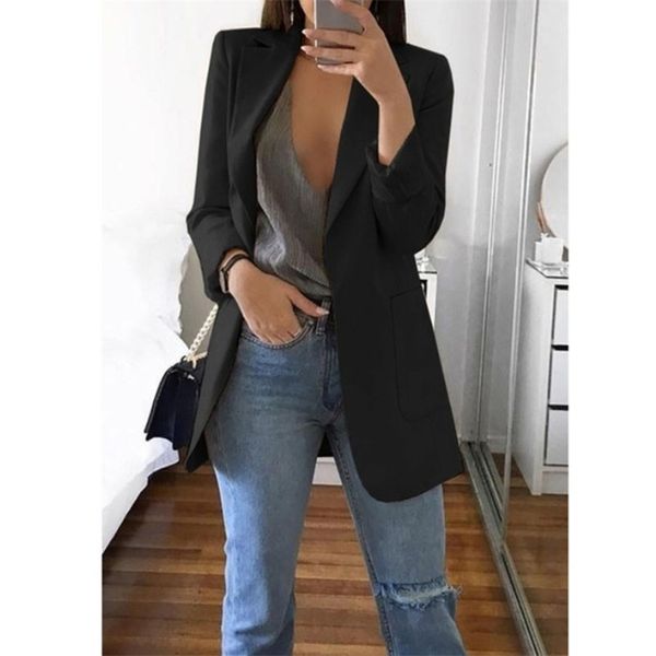 women s blazers jacket spring and autumn female oversize office long sleeve solid color coat loose casual clothes bleizer 220818, Black;brown
women s blazers jacket spring and autumn female oversize office long sleeve solid color coat loose casual clothes bleizer 220818, Black;brown