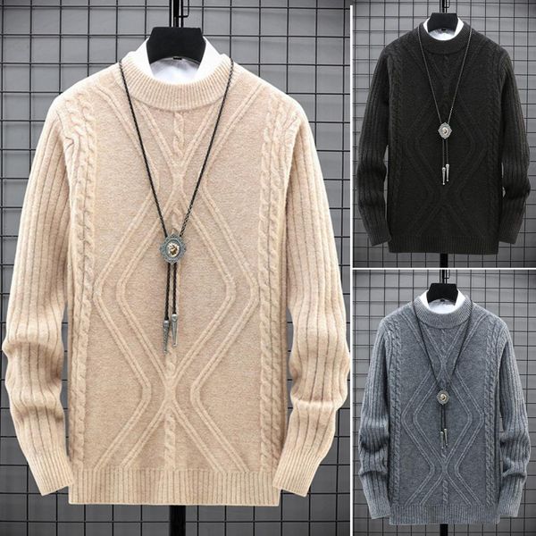 men sweater long sleeves solid color pullover stretchy anti-pilling round neck thick soft elastic warm sweater men clothes, White;black 
men sweater long sleeves solid color pullover stretchy anti-pilling round neck thick soft elastic warm sweater men clothes, White;black