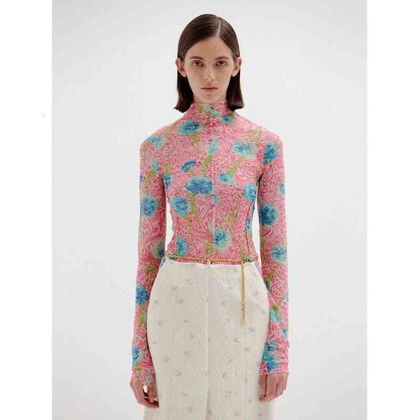 women's knits tees south korea eenk ss21 spring and summer flower slim print high collar long sleeve mesh bottomed shirt t-shirt ktcj, White
women's knits tees south korea eenk ss21 spring and summer flower slim print high collar long sleeve mesh bottomed shirt t-shirt ktcj, White