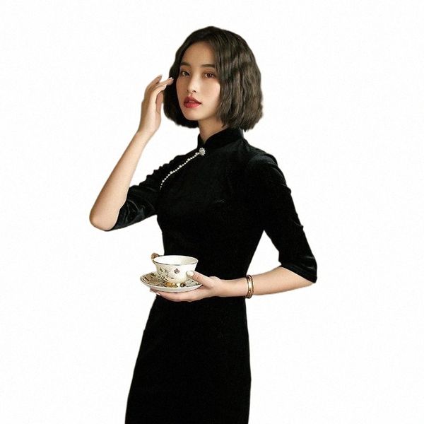ethnic clothing gorgeous mandarin collar long fork women qipao velvet vintage button slim chinese traditional ladies cheongsam h5wq#, Red
ethnic clothing gorgeous mandarin collar long fork women qipao velvet vintage button slim chinese traditional ladies cheongsam h5wq#, Red