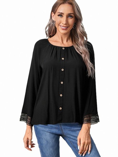 emery rose guipure lace trim raglan sleeve blouse d07h#, White
emery rose guipure lace trim raglan sleeve blouse d07h#, White