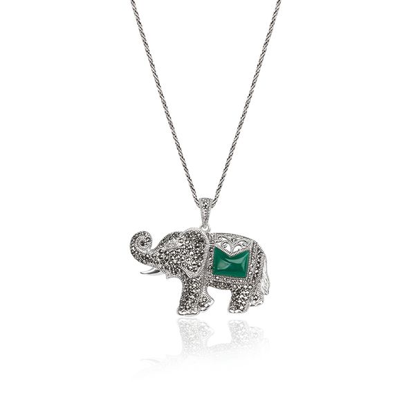 925 silver elephant marcasite pendant necklaces for women fashion multicolor agate jewelry for party accessories
925 silver elephant marcasite pendant necklaces for women fashion multicolor agate jewelry for party accessories