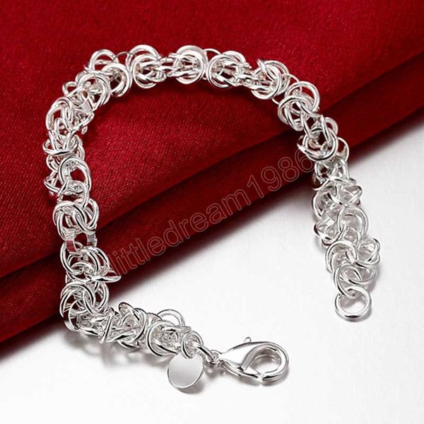 925 sterling silver circle chain bracelet for woman charm wedding engagement fashion party jewelry, Black
925 sterling silver circle chain bracelet for woman charm wedding engagement fashion party jewelry, Black