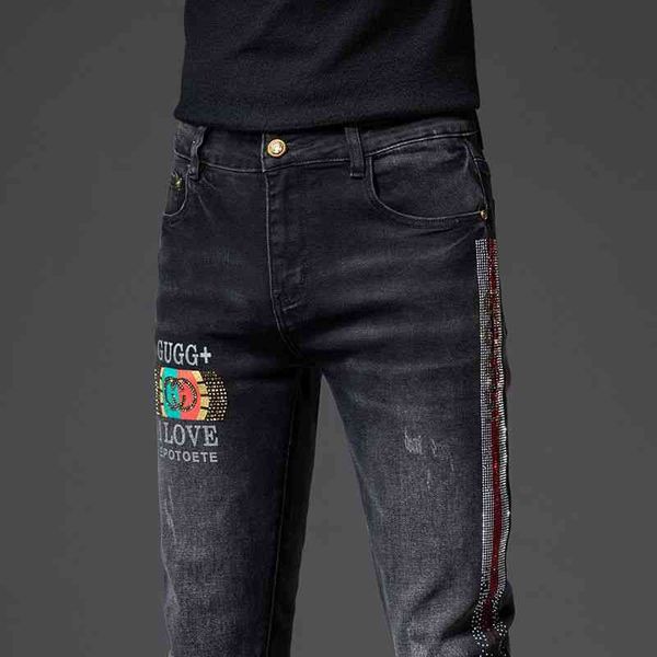 men's jeans autumn and winter thick men's jeans korean version elastic small feet slim fit printing straight pants embroidery dril, Blue
men's jeans autumn and winter thick men's jeans korean version elastic small feet slim fit printing straight pants embroidery dril, Blue