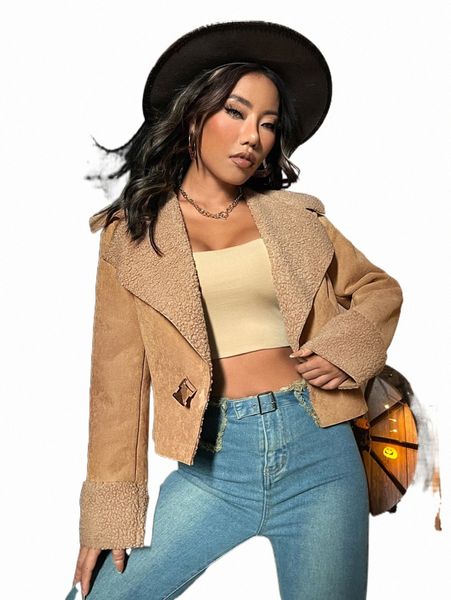 lapel neck teddy lined suede jacket c6wa#, Black;brown
lapel neck teddy lined suede jacket c6wa#, Black;brown