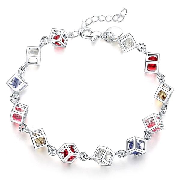 925 sterling silver multicolor square aaa zircon chain bracelet for women wedding engagement party fashion jewelry, Black
925 sterling silver multicolor square aaa zircon chain bracelet for women wedding engagement party fashion jewelry, Black