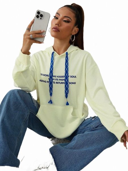 slogan graphic kangaroo pocket drop shoulder drawstring hoodie o61d#, Black 
slogan graphic kangaroo pocket drop shoulder drawstring hoodie o61d#, Black