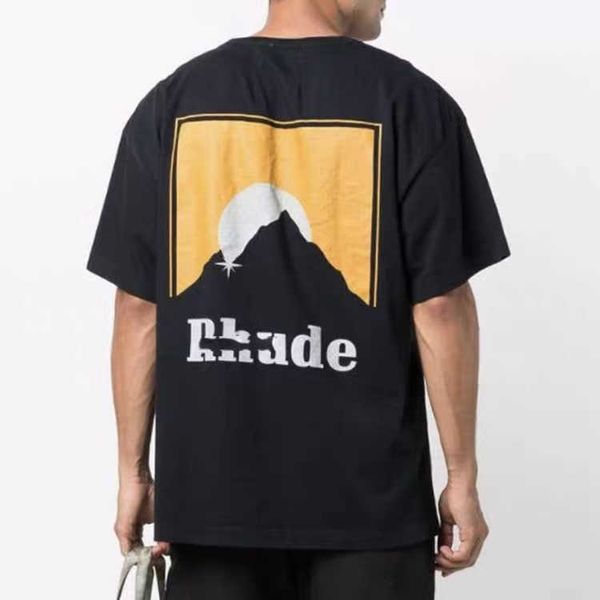 g090 2022 american street trend brand rhude short sleeve t shirts version round neck summer new printed men's and women's sleeved, White;black
g090 2022 american street trend brand rhude short sleeve t shirts version round neck summer new printed men's and women's sleeved, White;black