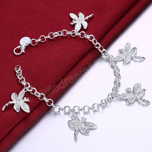 925 sterling silver five dragonfly bracelets chain for women wedding engagement party jewelry, Black
925 sterling silver five dragonfly bracelets chain for women wedding engagement party jewelry, Black