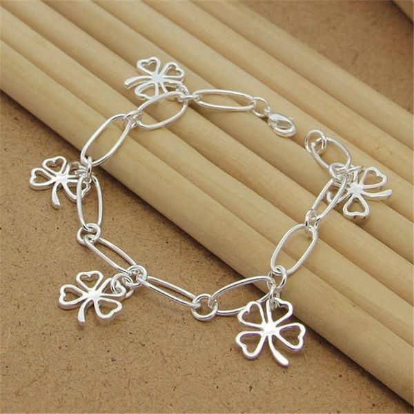 925 sterling silver bracelets four strand leaf clover paper clip bracelet 8 inches for women amp men party charm jewelry, Black
925 sterling silver bracelets four strand leaf clover paper clip bracelet 8 inches for women amp men party charm jewelry, Black