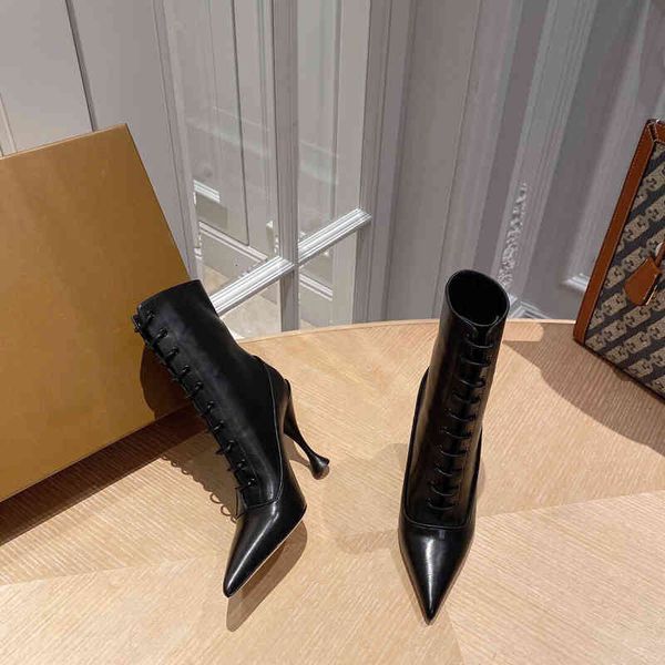 women's leather boots lace sole winter shoes pointed boots strange style series, Black
women's leather boots lace sole winter shoes pointed boots strange style series, Black