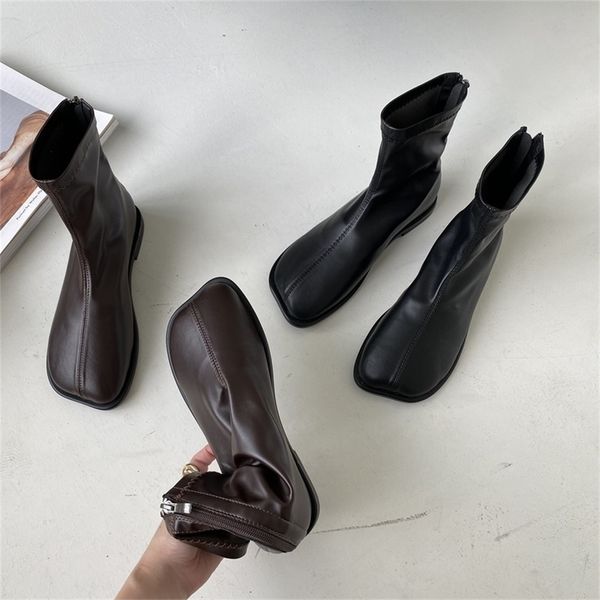 ankle boots for women autumn ladies casual flats heels short woman zipper designer square toe fashion botas femininas 220818, Black
ankle boots for women autumn ladies casual flats heels short woman zipper designer square toe fashion botas femininas 220818, Black