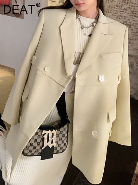 deat elegant women s blazer notched loose double breasted full sleeve long spliced suit jackets female summer 220818, Black;brown
deat elegant women s blazer notched loose double breasted full sleeve long spliced suit jackets female summer 220818, Black;brown