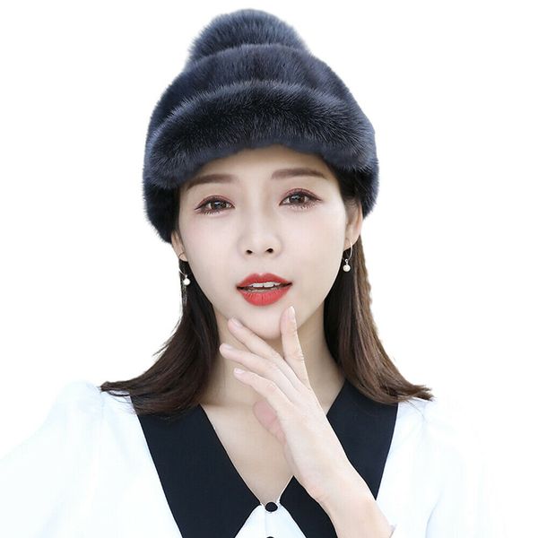 women's mink fur cap winter warm soft smooth real fox plush pom pom handmade, Blue;gray
women's mink fur cap winter warm soft smooth real fox plush pom pom handmade, Blue;gray