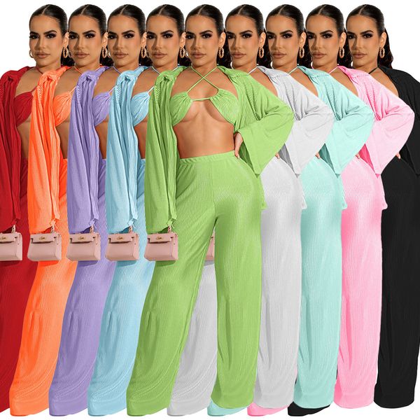 wholesale women bikinis three piece womens set fall cardigan wide leg pants mini shorts boutique clothing, Gray
wholesale women bikinis three piece womens set fall cardigan wide leg pants mini shorts boutique clothing, Gray