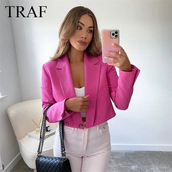 traf women s clothing blazer fashion elegant long sleeve cropped blazers vintage button up solid color jacket office lady 220818, Black;brown
traf women s clothing blazer fashion elegant long sleeve cropped blazers vintage button up solid color jacket office lady 220818, Black;brown