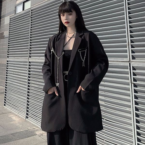 harajuku autumn women jackets black oversized gothic punk hip hop solid vintage blazer coats chic chain loose suit jacket 220818, Black;brown
harajuku autumn women jackets black oversized gothic punk hip hop solid vintage blazer coats chic chain loose suit jacket 220818, Black;brown