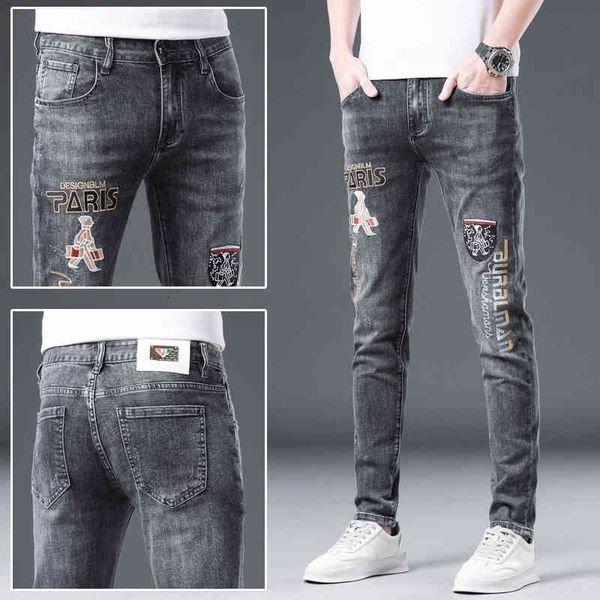 men's jeans spring embroidered jeans men's slim fit leggings fashion brand high-end cotton pants live broadcast thin grey 3vhw, Blue
men's jeans spring embroidered jeans men's slim fit leggings fashion brand high-end cotton pants live broadcast thin grey 3vhw, Blue