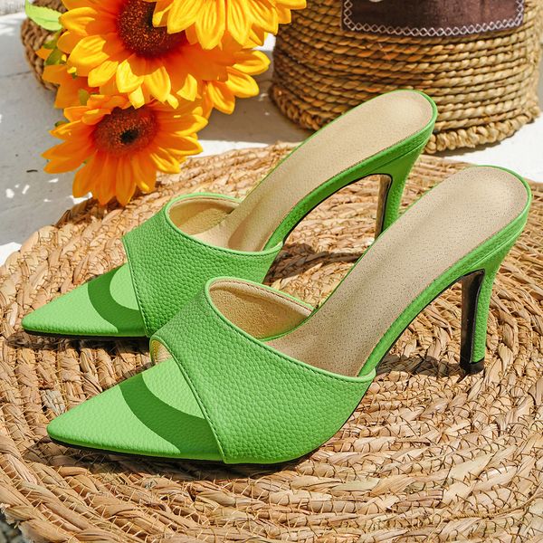 2022 summer pointed toe slippers women thin high heels slides open toe mules sandals yellow green slippers stiletto shoes y220818, Black
2022 summer pointed toe slippers women thin high heels slides open toe mules sandals yellow green slippers stiletto shoes y220818, Black