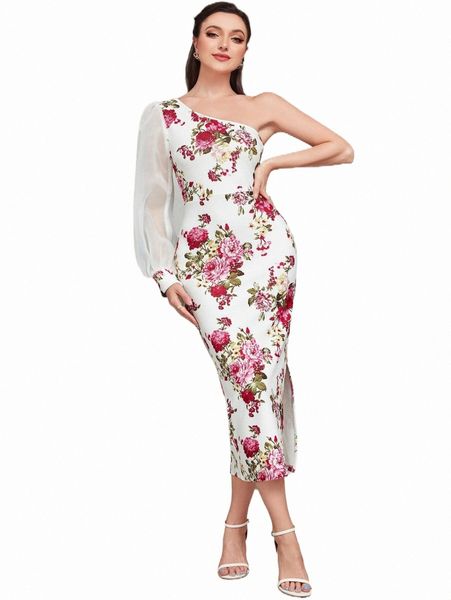 floral print one shoulder contrast mesh lantern sleeve split thigh dress b7zp#, Black;gray
floral print one shoulder contrast mesh lantern sleeve split thigh dress b7zp#, Black;gray