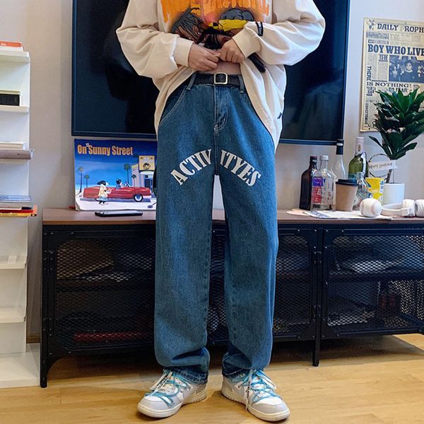hybskr letter printed vintage men's jeans streetwear loose straight male denim pants hip hop casual trousers, Black;white
hybskr letter printed vintage men's jeans streetwear loose straight male denim pants hip hop casual trousers, Black;white