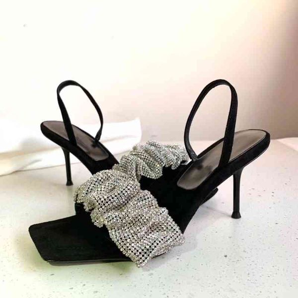 high-heeled sandals thin wrinkled sandals women's and children's summer shoes with suede straps decoration open end series, Black
high-heeled sandals thin wrinkled sandals women's and children's summer shoes with suede straps decoration open end series, Black