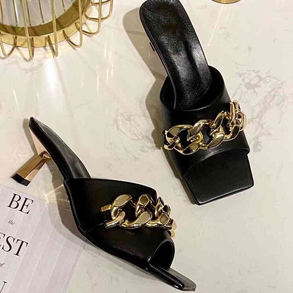 leather slippers women's summer shoes multi chain decorative slippers women's high heels series special price, Black
leather slippers women's summer shoes multi chain decorative slippers women's high heels series special price, Black