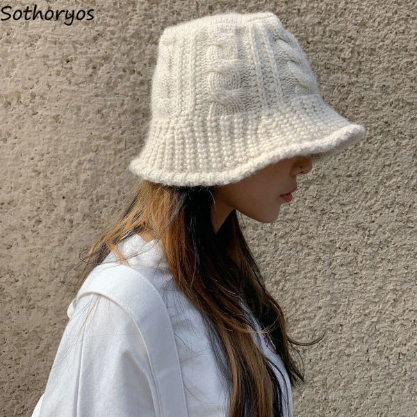 bucket hats women winter thicken knitting warm basin caps korean style students all-match folding solid new womens stylish retro y220818, Blue;gray
bucket hats women winter thicken knitting warm basin caps korean style students all-match folding solid new womens stylish retro y220818, Blue;gray