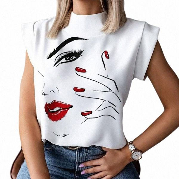 women elegant lips print shirts 2021 summer casual solid stand neck pullovers ladies fashion cute eye short sleeve blusa women's t-shi, White
women elegant lips print shirts 2021 summer casual solid stand neck pullovers ladies fashion cute eye short sleeve blusa women's t-shi, White