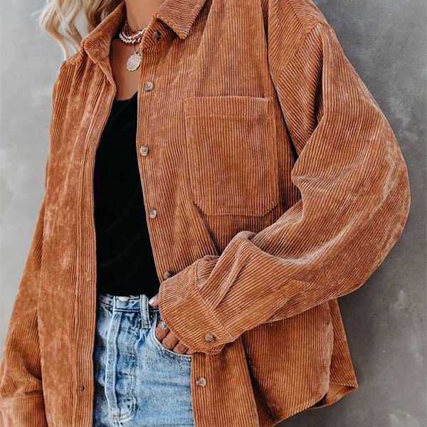 corduroy woman blouses shirts tunic ladies coats spring autumn long sleeve baggy blouse buttoned loose cardigan fashion 220819, Black;brown
corduroy woman blouses shirts tunic ladies coats spring autumn long sleeve baggy blouse buttoned loose cardigan fashion 220819, Black;brown
