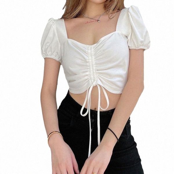 women's t-shirt 2021 est women fashion short sleeve ruched stylish square collar solid color crop for ladies female b4dd#, White
women's t-shirt 2021 est women fashion short sleeve ruched stylish square collar solid color crop for ladies female b4dd#, White