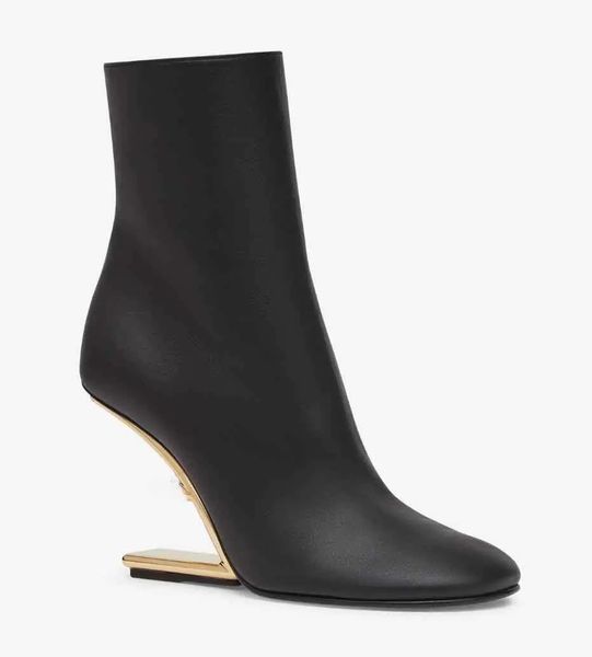 winter luxury first women ankle boots nappa leather high-heel boots fashion booties rounded toe gold-colored metal party wedding booty35-42, Black
winter luxury first women ankle boots nappa leather high-heel boots fashion booties rounded toe gold-colored metal party wedding booty35-42, Black