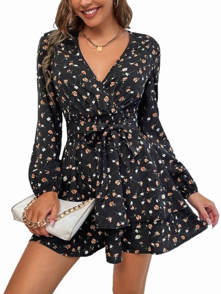 ditsy floral lantern sleeve shirred waist belted romper x1hl#, Black;white
ditsy floral lantern sleeve shirred waist belted romper x1hl#, Black;white