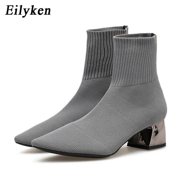 eilyken autumn winter knitted stretch fabric socks women boots low heel short boots gray pointedtoe female ankle booties 220818, Black
eilyken autumn winter knitted stretch fabric socks women boots low heel short boots gray pointedtoe female ankle booties 220818, Black