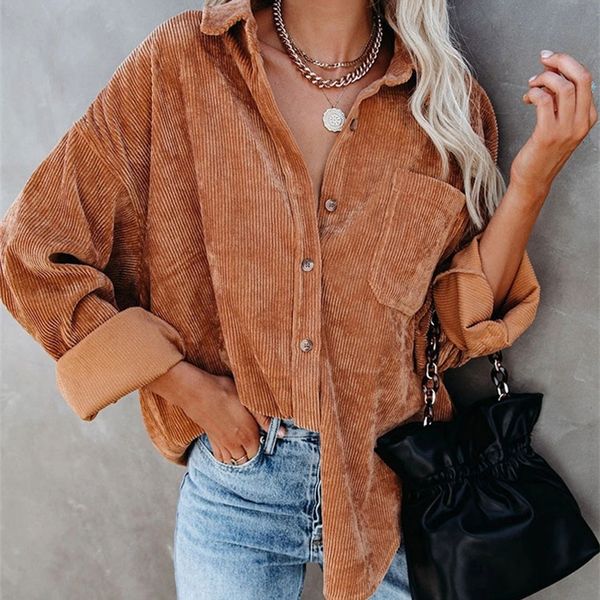 autumn corduroy jacket woman long shirt women button coat s fashion overshirt loose female 220818, Black;brown
autumn corduroy jacket woman long shirt women button coat s fashion overshirt loose female 220818, Black;brown