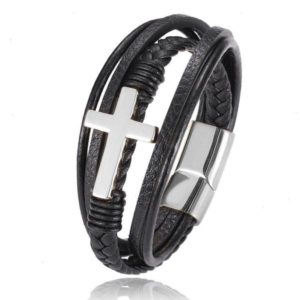multilayer woven leather wrap strands bracelet men cross classic handsome jewelry for him, Black
multilayer woven leather wrap strands bracelet men cross classic handsome jewelry for him, Black