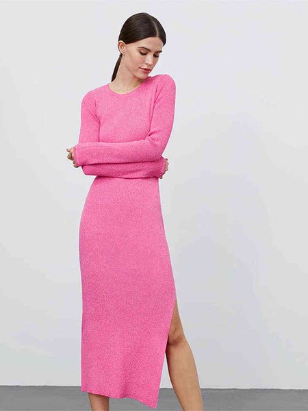women slide slit solid knitted pencil dress elegant long sleeve high waist slim dresses 2022 autumn fashion bodycon robe t220819, Black;gray
women slide slit solid knitted pencil dress elegant long sleeve high waist slim dresses 2022 autumn fashion bodycon robe t220819, Black;gray