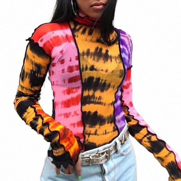 women's t-shirt women harajuku turtleneck mesh colorful print ruffle t shirts autumn thin streetwear casual long sleeve tee t1pt#, White
women's t-shirt women harajuku turtleneck mesh colorful print ruffle t shirts autumn thin streetwear casual long sleeve tee t1pt#, White