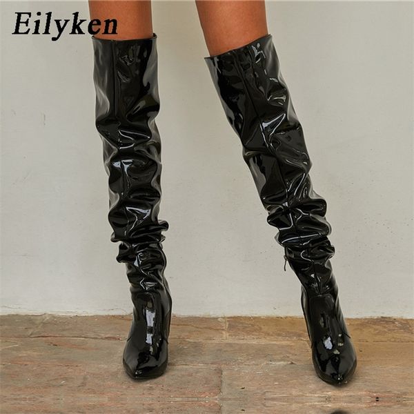 eilyken pleated patent leather motorcycle over the knee boots women fashion pointed toe zip thigh high lady shoes 220818, Black
eilyken pleated patent leather motorcycle over the knee boots women fashion pointed toe zip thigh high lady shoes 220818, Black