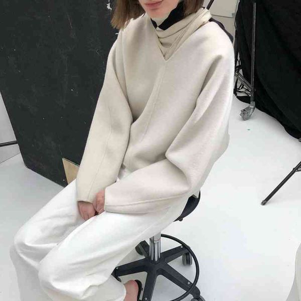 women's knits tees tote nordic swedish minority rennes silhouette v-neck wool cashmere double sided tweed pullover sweater female etbp, White
women's knits tees tote nordic swedish minority rennes silhouette v-neck wool cashmere double sided tweed pullover sweater female etbp, White