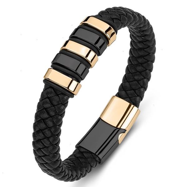 fashion stainless steel braided strands genuine leather men bracelets handmade party bangles punk rock male wrist band jewelry p181, Black
fashion stainless steel braided strands genuine leather men bracelets handmade party bangles punk rock male wrist band jewelry p181, Black