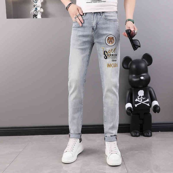 men's jeans summer men's elastic embroidered jeans high-end fashion casual slim fit small feet printed pants men 9guh, Blue
men's jeans summer men's elastic embroidered jeans high-end fashion casual slim fit small feet printed pants men 9guh, Blue