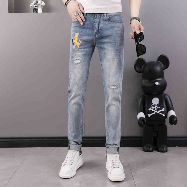 men's jeans summer ripped jeans men's high-end fashion brand korean slim fit drill versatile pants men 2pal, Blue
men's jeans summer ripped jeans men's high-end fashion brand korean slim fit drill versatile pants men 2pal, Blue
