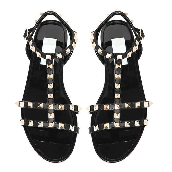 women studs gold flat jelly sandals fashion rivet slippers studded flats slip on mule leather slides thong flip flops lady girls slider, Black
women studs gold flat jelly sandals fashion rivet slippers studded flats slip on mule leather slides thong flip flops lady girls slider, Black