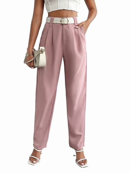 high waist plicated detail pants without belt c1hy#, White;black
high waist plicated detail pants without belt c1hy#, White;black